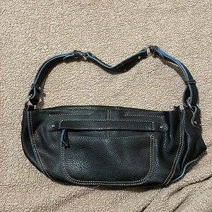 Liz Claiborne black shoulder bag with blue stitching